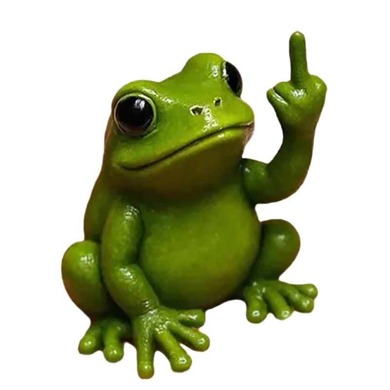 Funny Middle Finger Cute Animal Statue Mini Dog Cat Figurine Desktop Ornament Resin Highland Cattle Frog Sculpture Home Office
