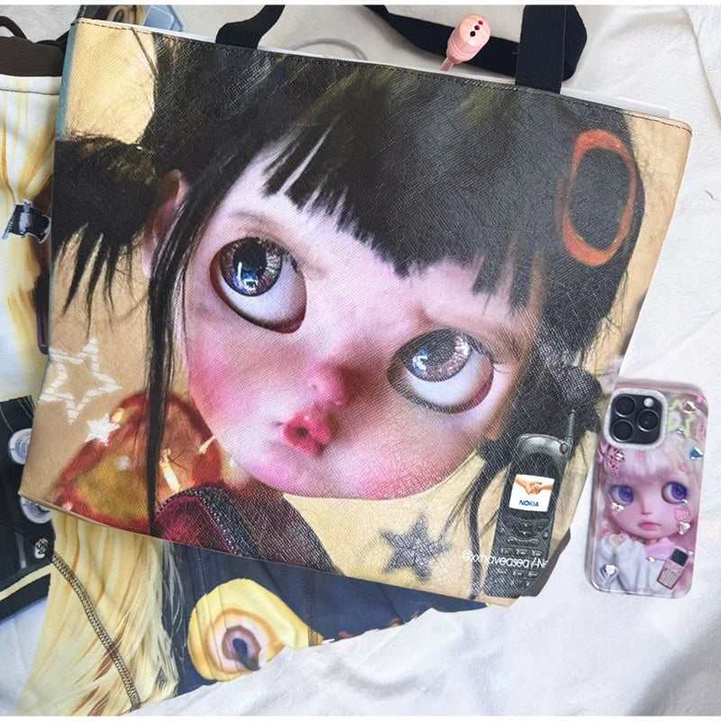 Portrait Print Large Tote Bag