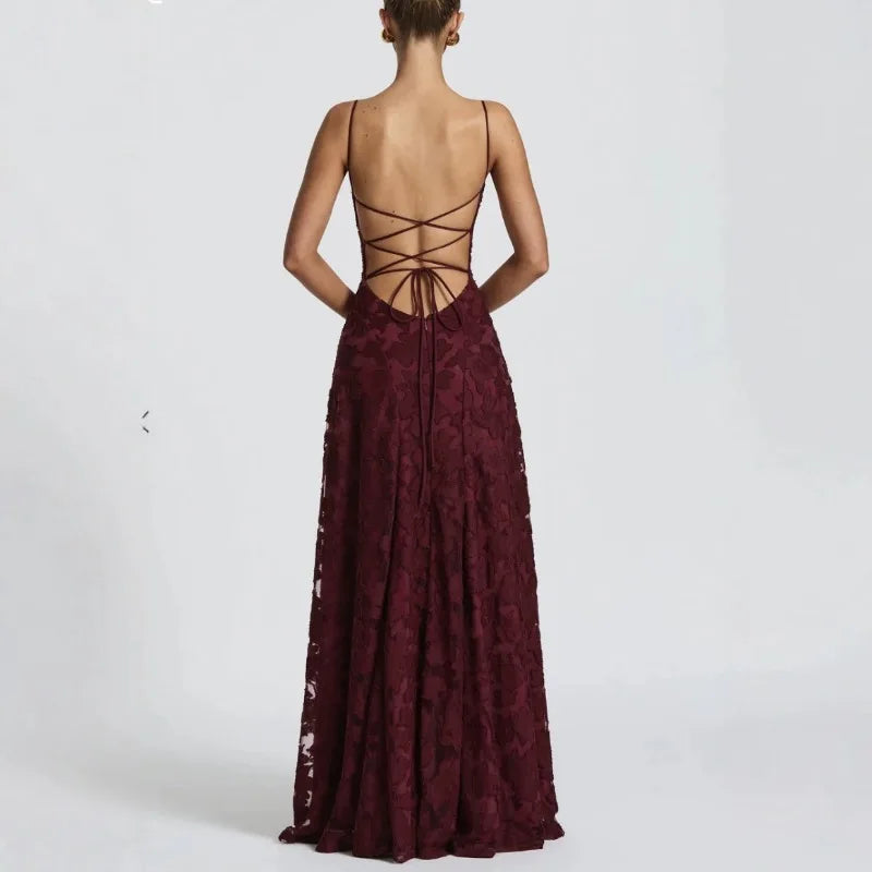 2025 New Sexy Strapless Fashion Elegant Long Floral Printed Dress Streetwear Backless Belted Slim Fit High Waist A- Line Dresses