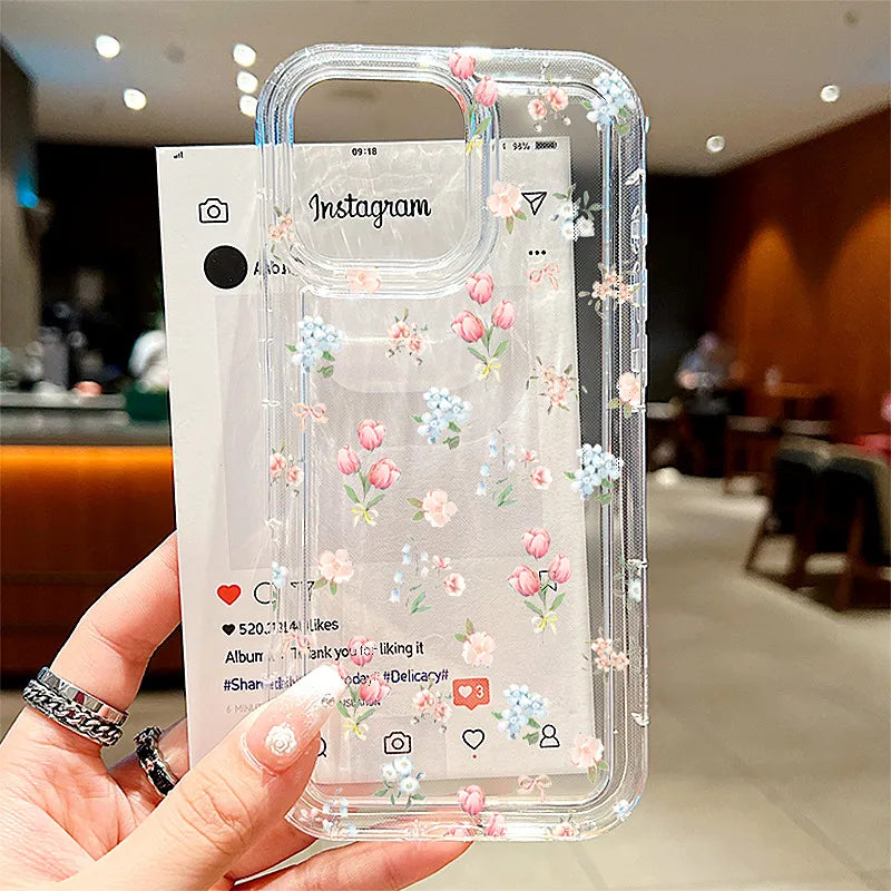 Cherry Print Clear TPU Phone Case for iPhone