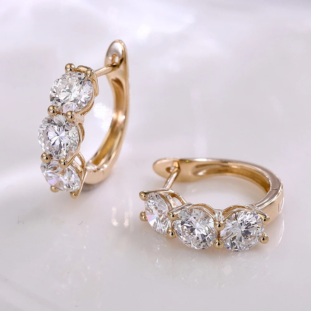 Provence jewelry 10K 14K solid gold hoop earrings round cut lab diamond earrings for women sparkling wedding anniversary gifts