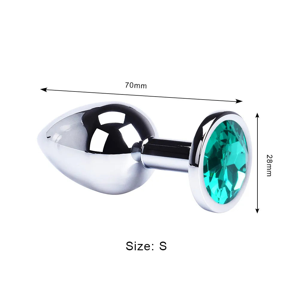 Colored Crystal Stainless Steel Anal Plug – 3 Sizes
