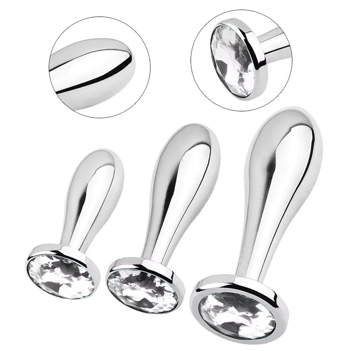 Stainless Steel Crystal Anal Plug Set