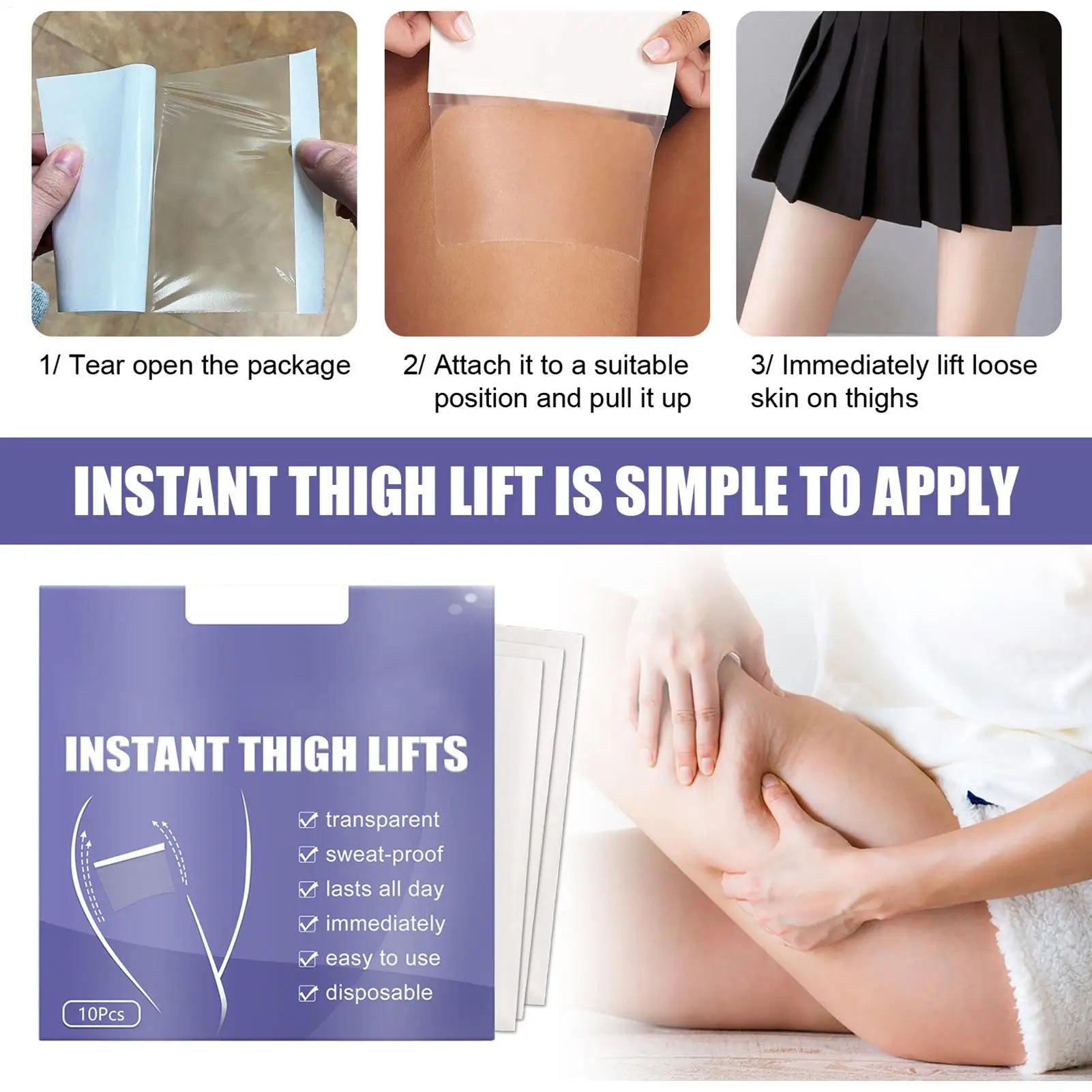 10pc Thigh Contouring Lifting Tape Leg Lifting Tape Transparent For Sagging Skin On The Legs Body Ultra Thin Inner Stic