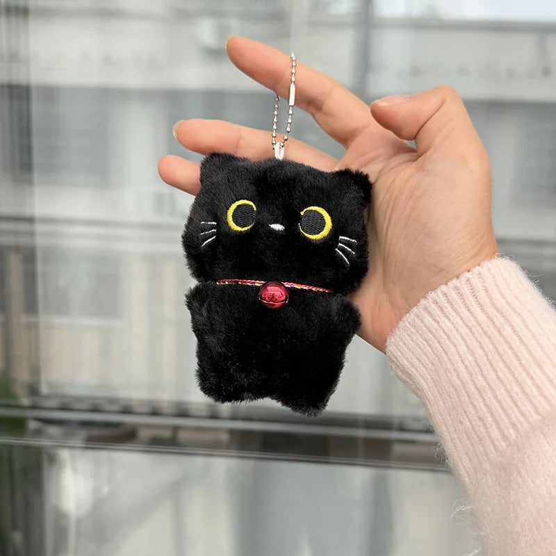Black Cat Plush Keychain with Scarf