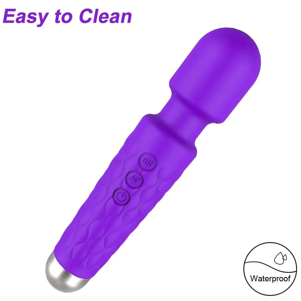 Cordless Rechargeable Wand Body Massager – 20 Modes/8 Speeds