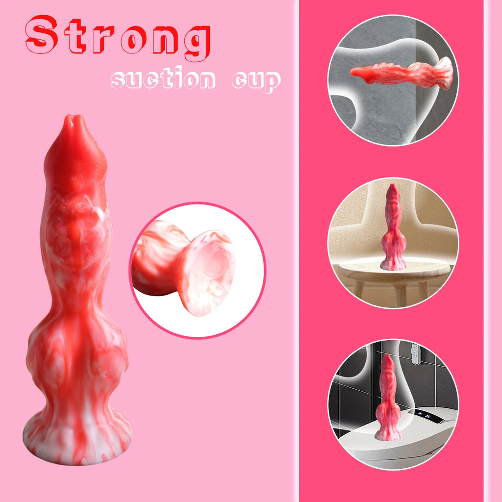 Liquid Silicone Dog Dildo for Adults, Realistic Pet Shape Anal Plug, Soft Flexible Erotic Sex Toy for Men & Women
