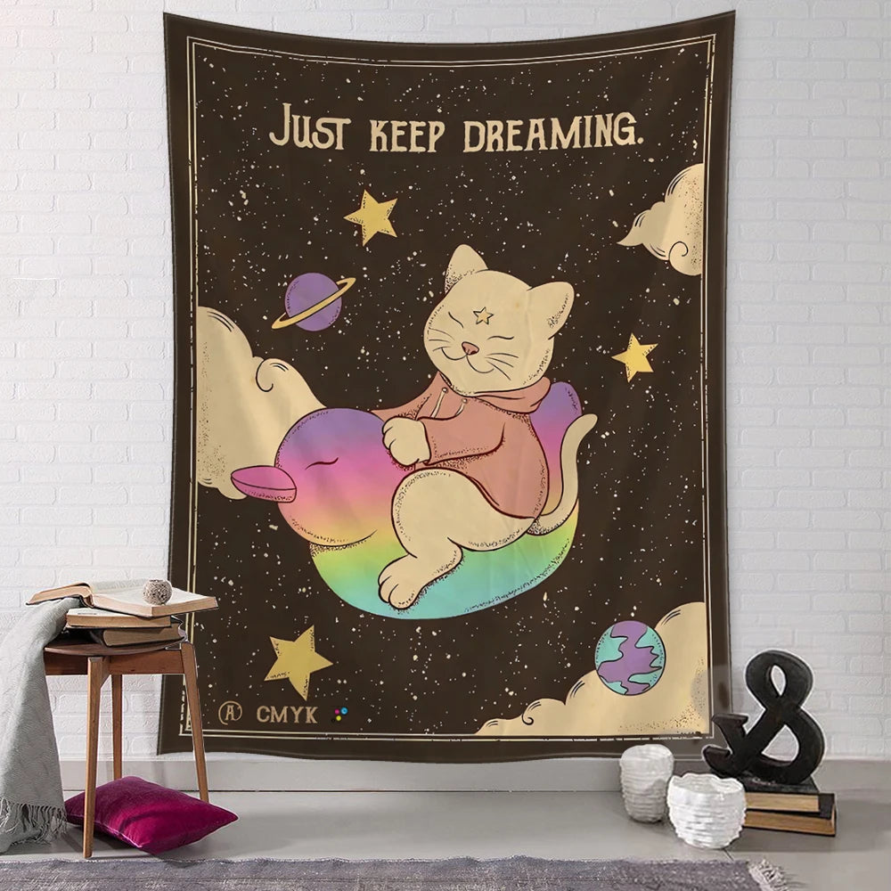 Kawaii Cartoon Cat Wall Tapestry