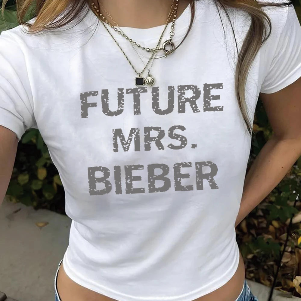 Future Mrs Bieber Graphic Crop Top