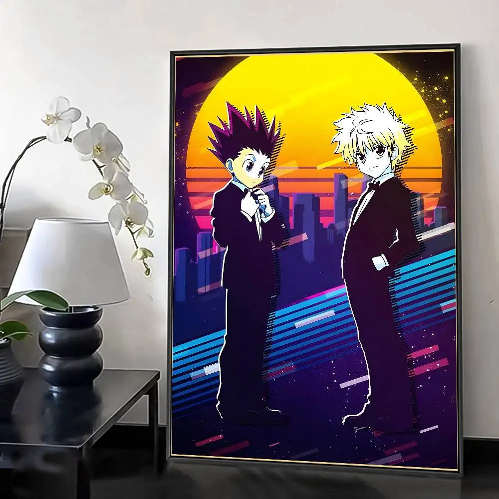 H-HunterXHunter Retro Poster HD Art Sticky Wall Waterproof Home Living Room Bedroom Bar Aesthetic Decoration