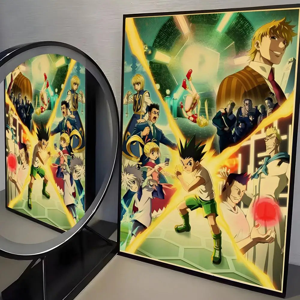 Anime H-Hunter X Hunter Poster Stickers Mural Painting Self-Adhesive Wall Decals for Bedroom Living Room Home HD Decor Gift