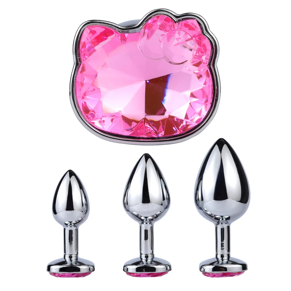 Cat-Face Jewel-Base Stainless Steel Anal Plug