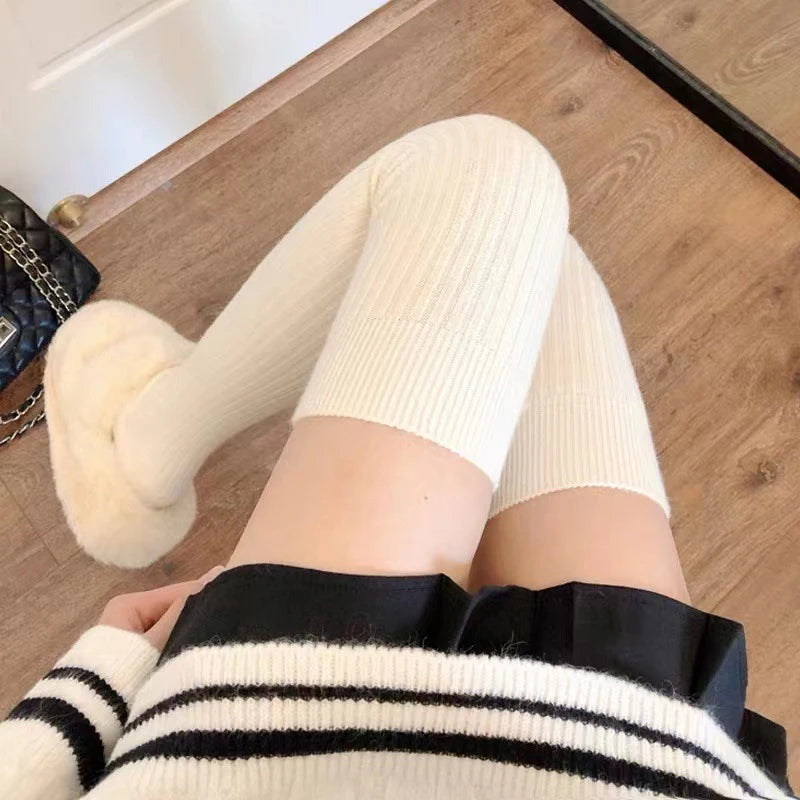 1Pair Thigh High Stockings For Women Trendy Casual Over The Knee Female Long Socks Thermal Warm Cotton Tall Tube Leggings