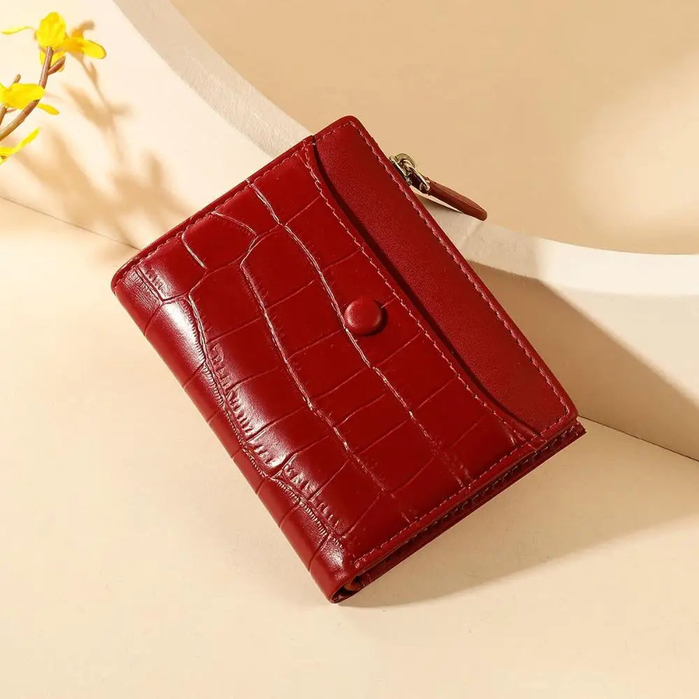 Women Purse Stone Pattern Multi-card Short Small Wallet Fashion Card Holder Ladies Zipper Buckle Coin Purse