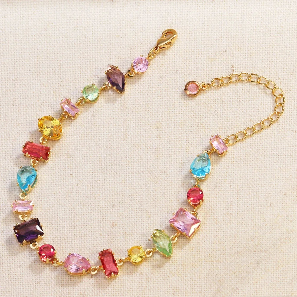 18K Gold-Plated Colorful Zircon Necklace