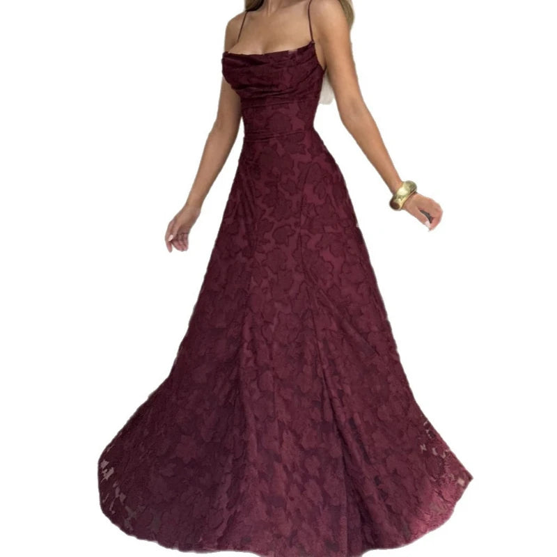 2025 New Sexy Strapless Fashion Elegant Long Floral Printed Dress Streetwear Backless Belted Slim Fit High Waist A- Line Dresses