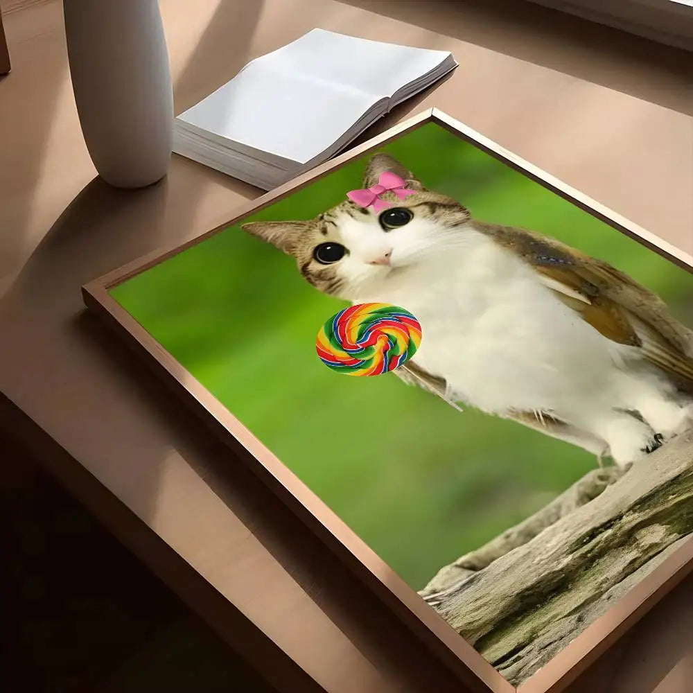 Cute Meowl Meme Waterproof Wall Poster