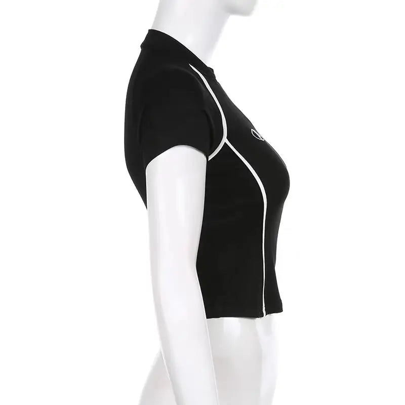 Y2K Zip-Up Grunge Crop Top