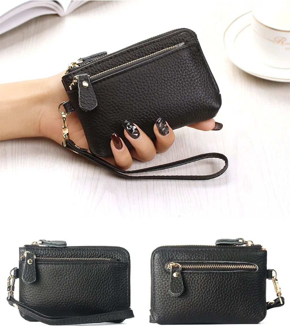 PU Leather Wallet  FOR WOMEN European American Style Large Capacity Multi-Compartment Card Holder with Wrist Strap Coin Purse