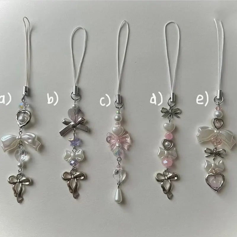 Bow beaded mobile phone charms, bag charms, gifts