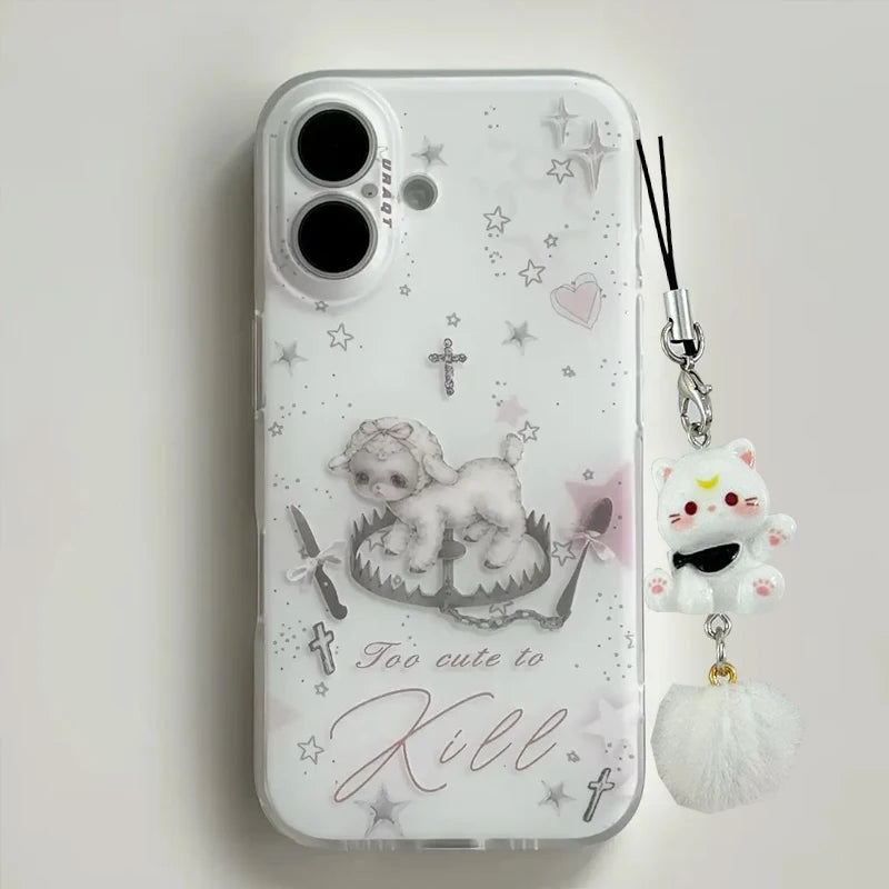 Cute Grey Lamb Phone Case for iPhone