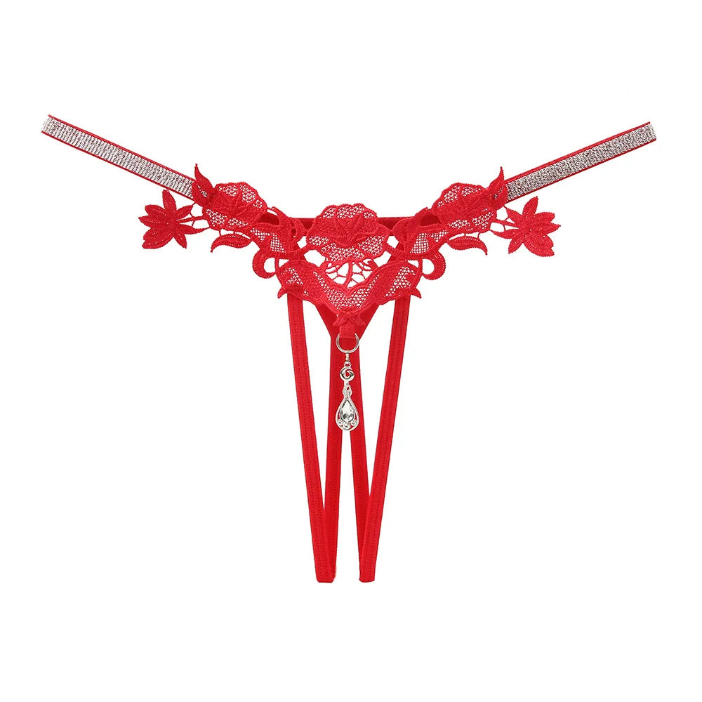 Women Sexy Jewelry Seductive Erotic Thong G-string Perspective Hollowed Out Embroidery Sexy Underwear Girlfriends Gifts