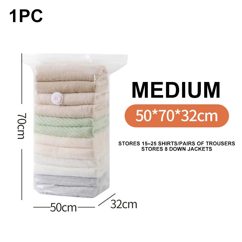 Large No-Pump Vacuum Compression Storage Bags