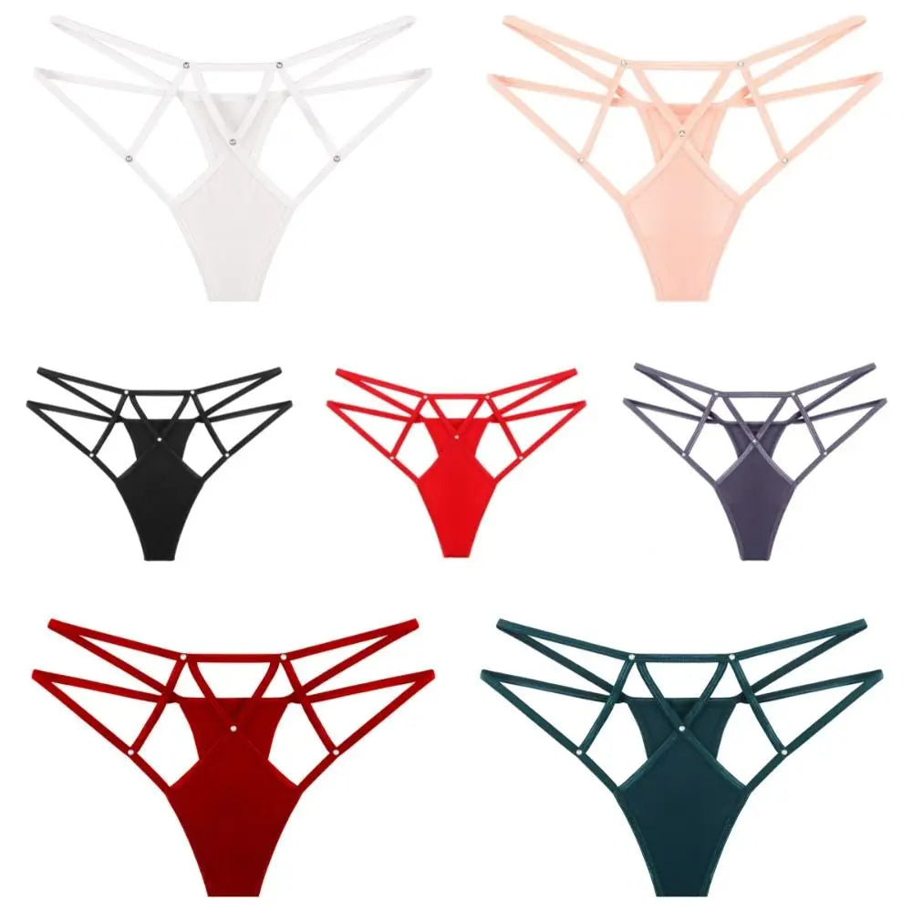 Lingerie Elastic Sexy Hollow Out Thongs Y2k Underpants Sexy G Strings Low-Waist Briefs Nylon Ice Silk Panties Underwear