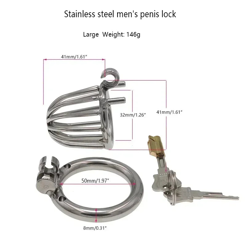 Stainless Steel Locking Chastity Cage