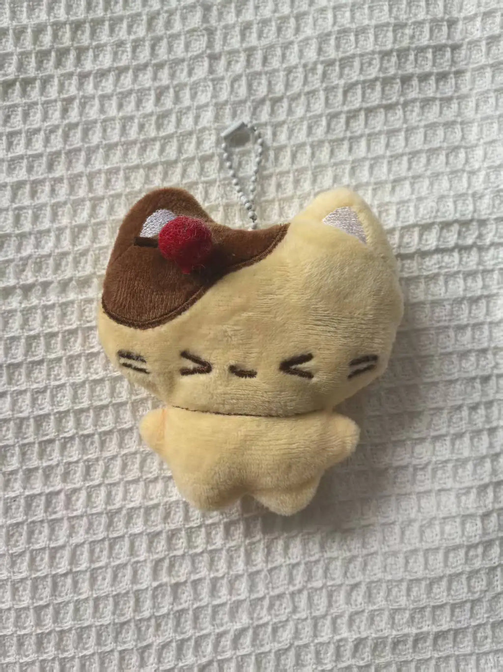 Strawberry Cat Retro Plush Bag Charm Keychain