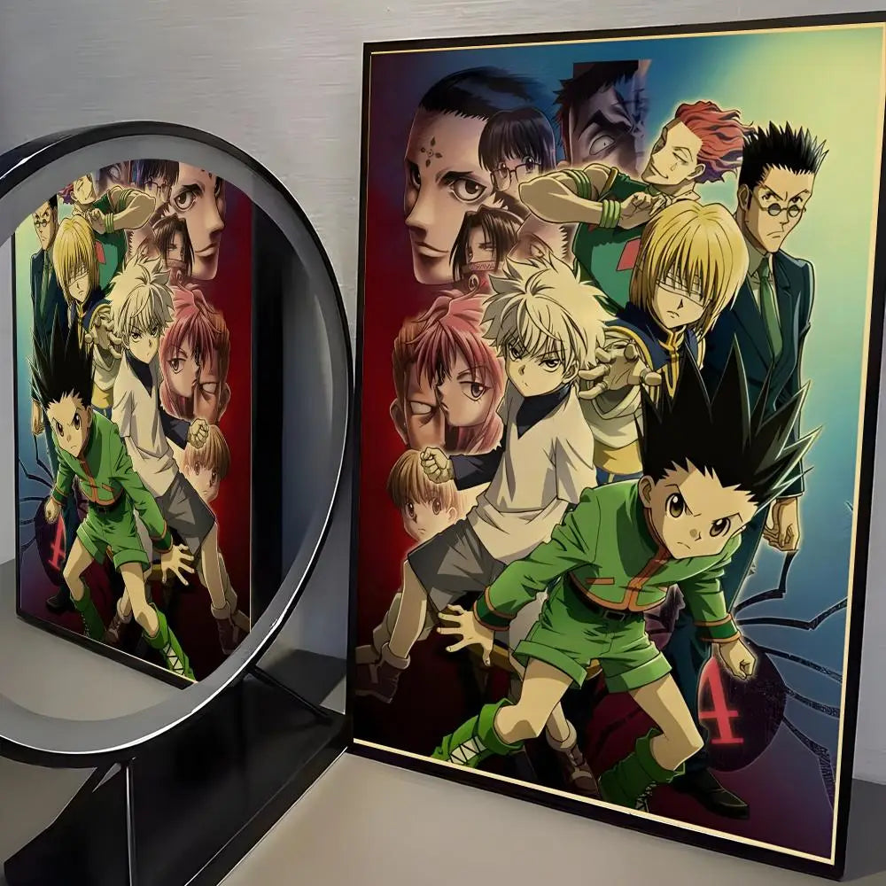 Anime H-Hunter X Hunter Poster Stickers Mural Painting Self-Adhesive Wall Decals for Bedroom Living Room Home HD Decor Gift