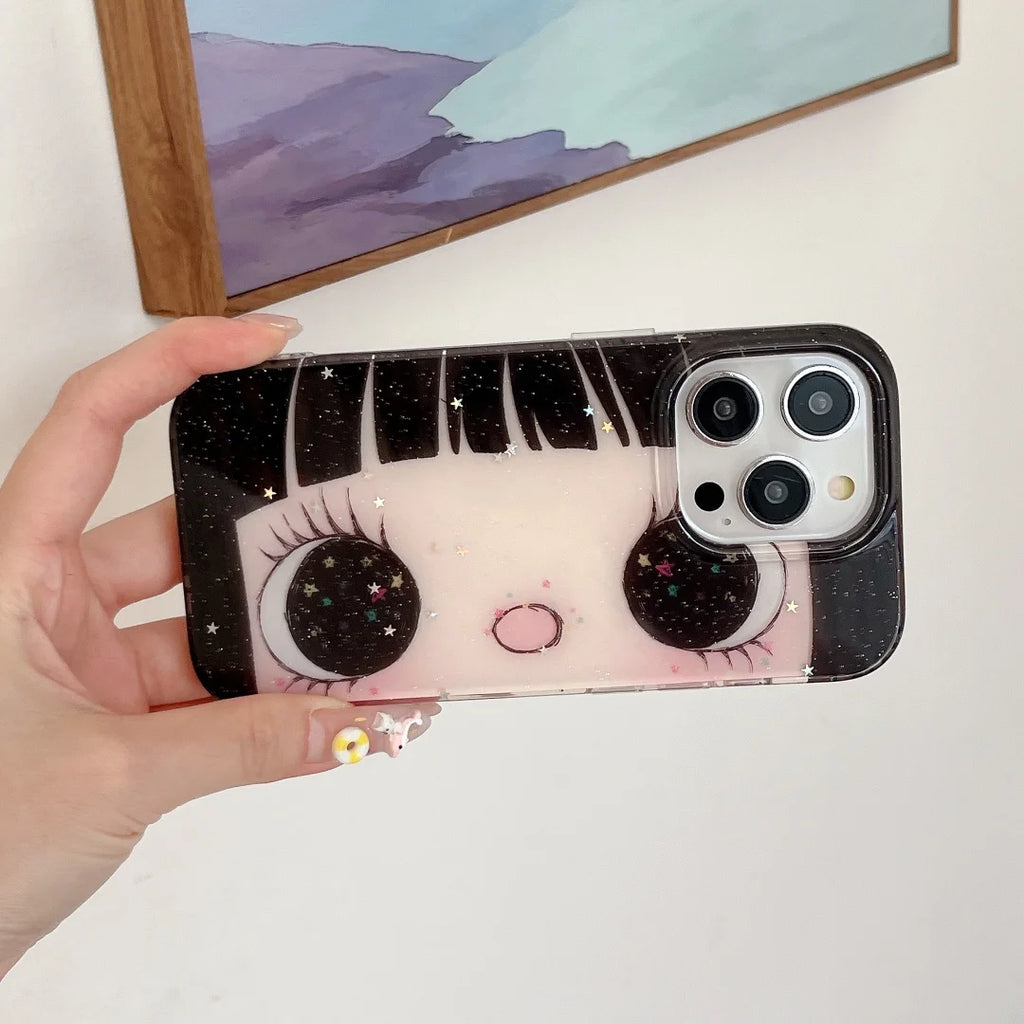 Kawaii Black Big Eyes Cool Iphone Case Is Suitable for Iphone17/16/15/14/13/Pro Max 15Plus Phone Case Full-Inclusive Anti-Fall