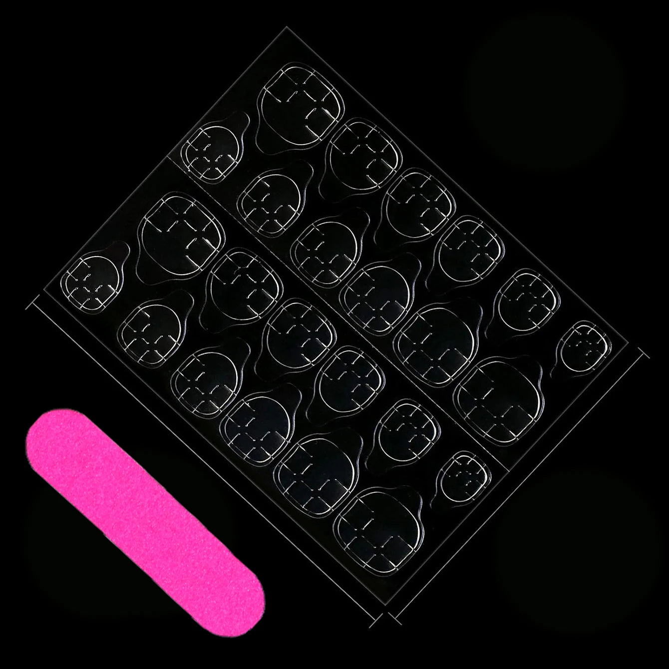 24PCS Black French Pointed Nail, Medium Square Fake Nail Design, Black Bow, Fully Covered Fake Nail