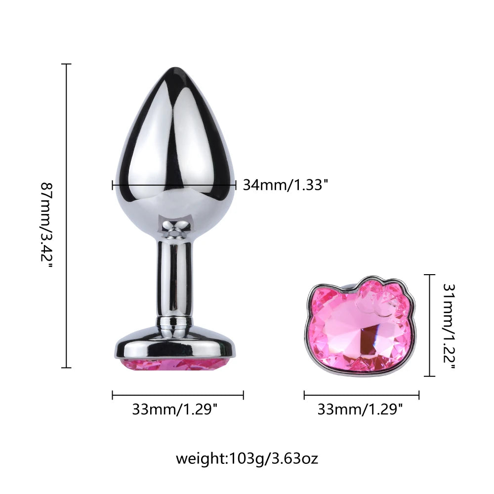 Cat-Face Jewel-Base Stainless Steel Anal Plug