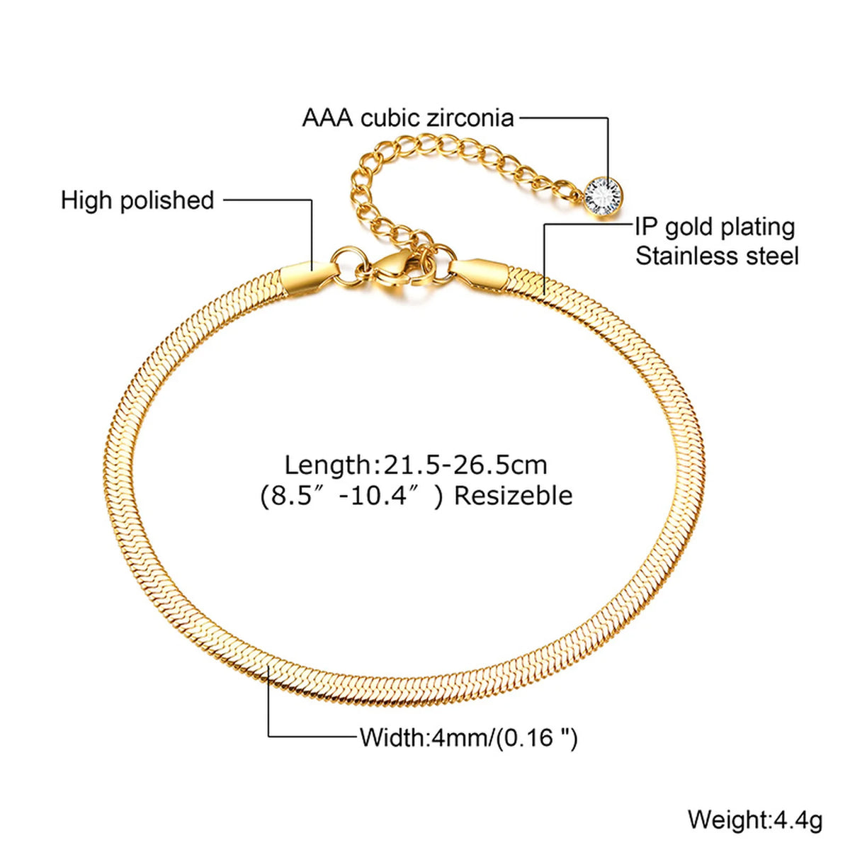 Women's 18K Gold-Plated Layered Stainless Steel Anklet Set