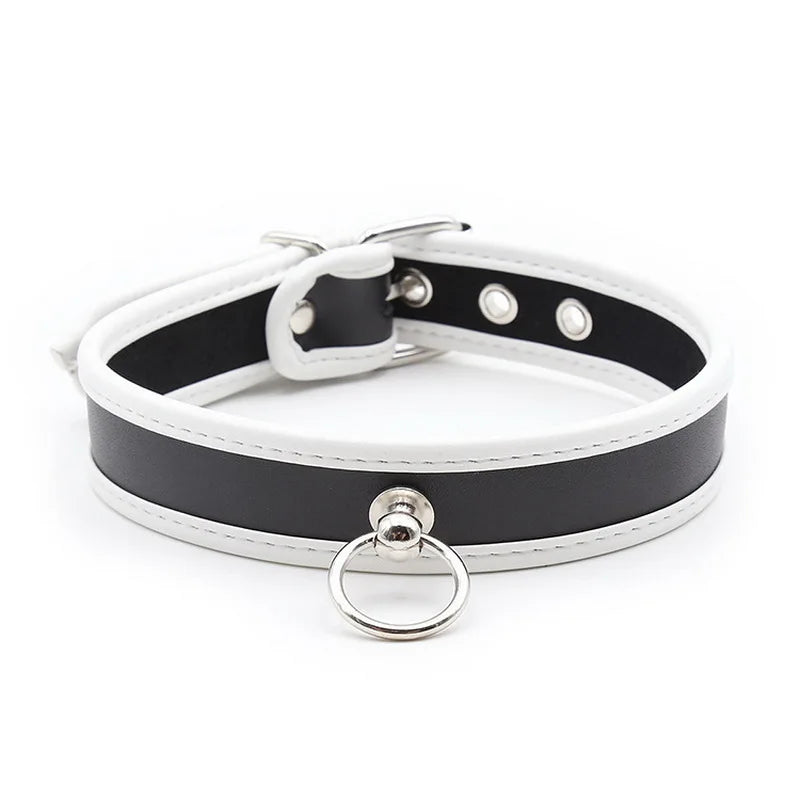 PU Leather O-Ring Collar Choker Necklace