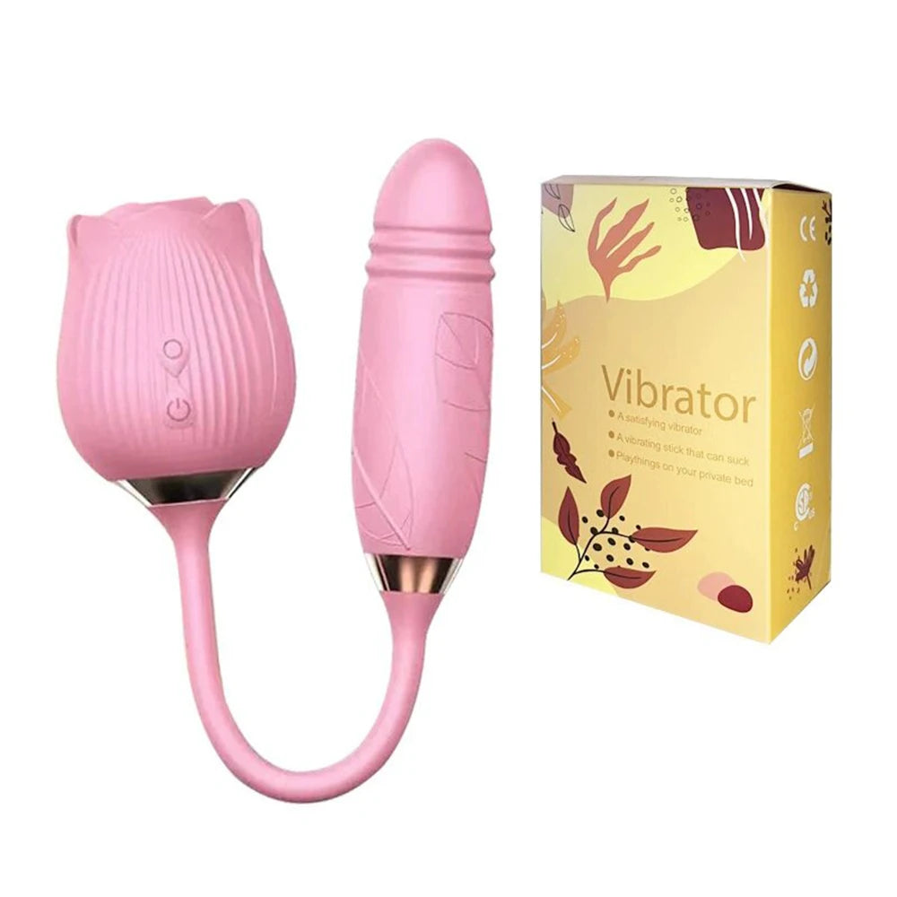 Rose Vibrator with 10 Suction & Thrusting Modes