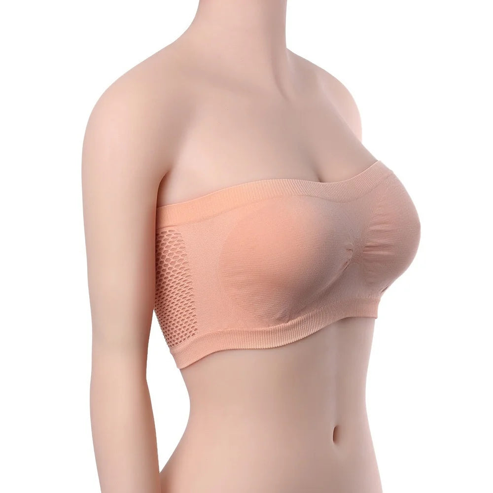Ecoparty Women Seamless Strapless High Elastic Wrapped Invisible Strapless Chest Wraps Tube Tops