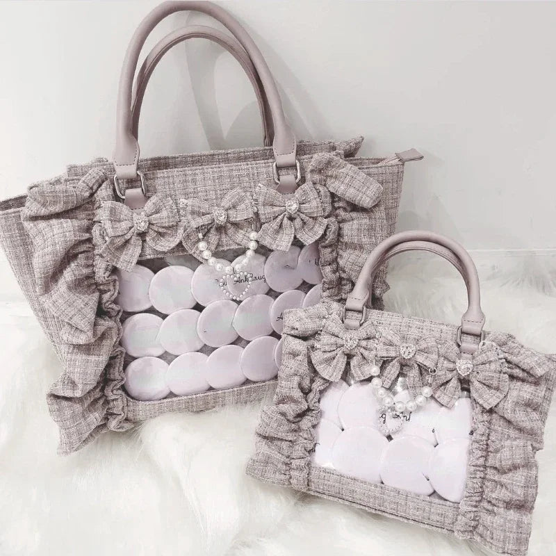 Ruffle Bow Transparent Ita Bag
