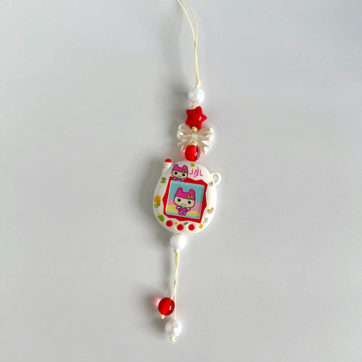 Tamagotchi Beaded Phone Strap with Acrylic Charm