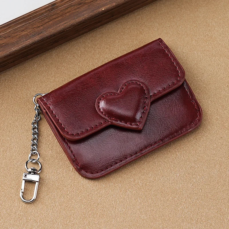 Women's Heart-Shaped PU Leather Card Holder Wallet