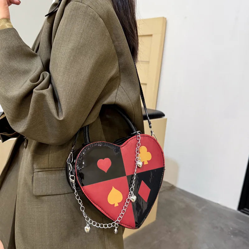 Heart-Shaped Chain Shoulder Bag