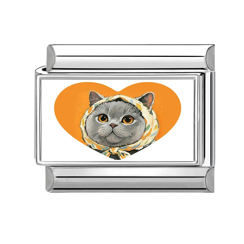 Cat Head Italian Charm Bracelet – 9mm Links