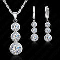 Women Fine Jewelry 925 Sterling Silver  Crystal Jewelry Sets For Wedding Pendants Necklaces Earring Set Accessory