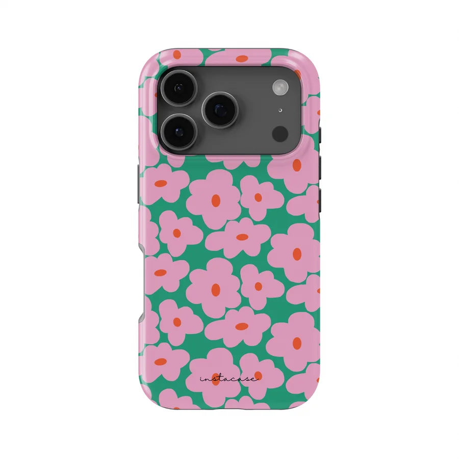 Pink Floral Sunburst Double-Layer Phone Case for iPhone