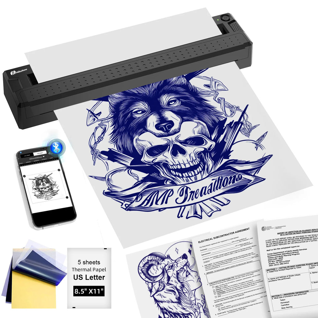 Portable Bluetooth Thermal Tattoo Stencil & Document Printer