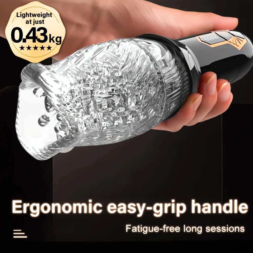Transparent Vibrating & Rotating Male Stroker
