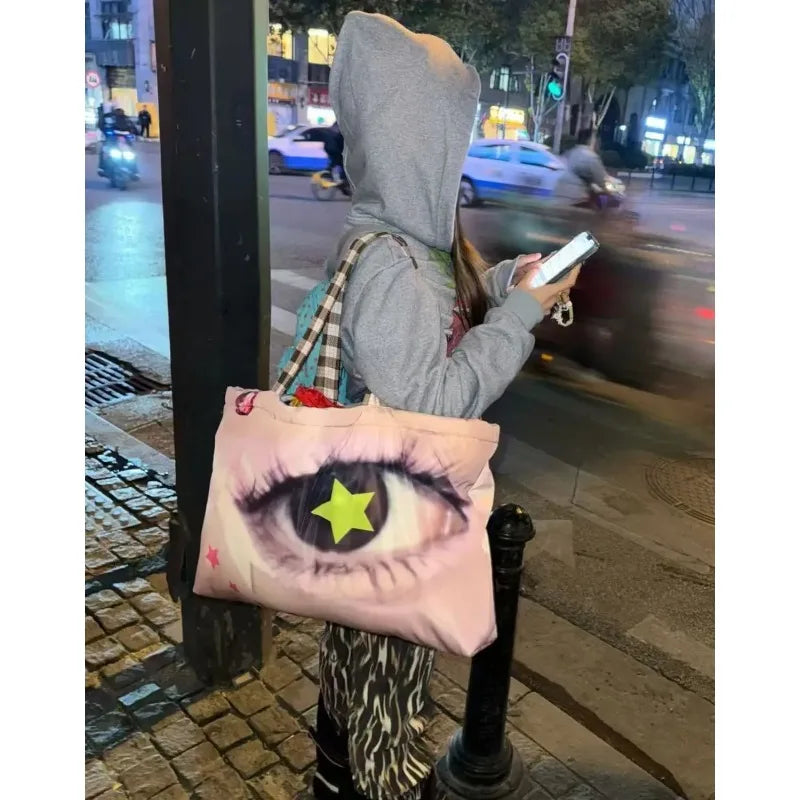 Y2K Eye Print Large Shoulder Bag
