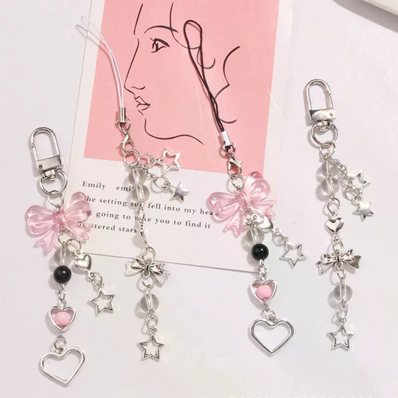 Goth Y2K Bow, Heart & Star Phone Charm
