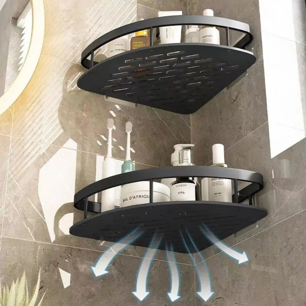 Aluminum No-Drill Corner Shower Shelf